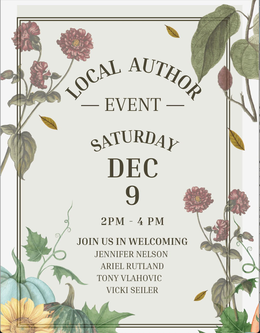 Author Event at Commonplace Reader, Yardley (Dec 9@2&nbsp;pm)